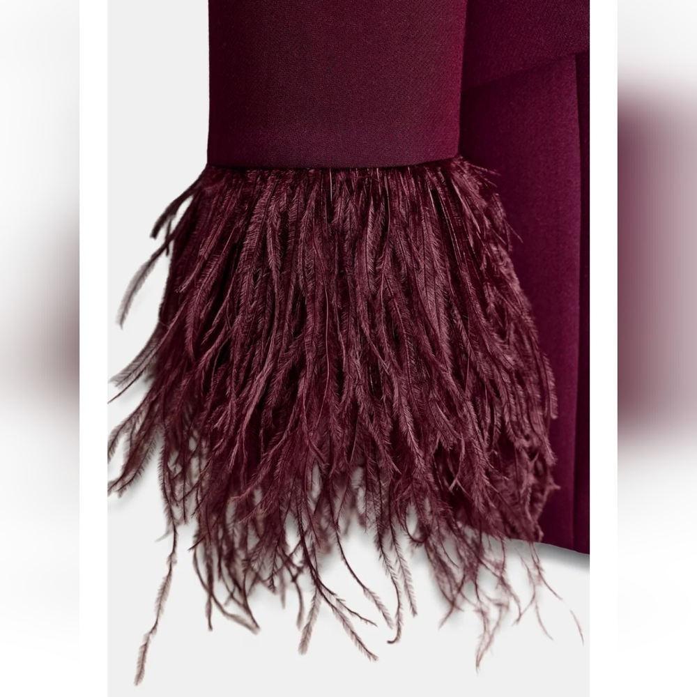 ZARA FEATHER CUFF BLAZER - Picture 9 of 9
